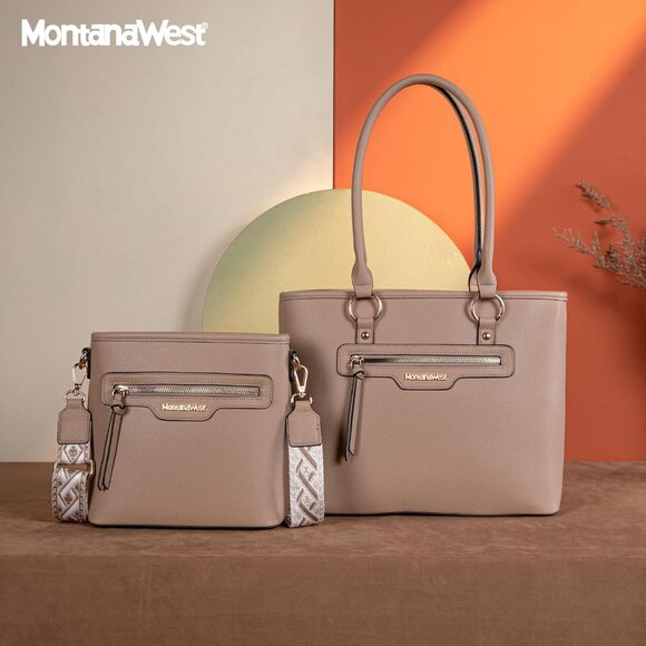 Handbags Set for Women Vegan Leather Large Tote Crossbody Purses Stylish - Picture 2 of 6